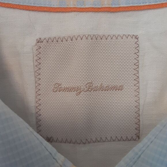 Tommy Bahama Button Up Shirt XL Blue Yellow Plaid Long Sleeve Button Up - Picture 4 of 9